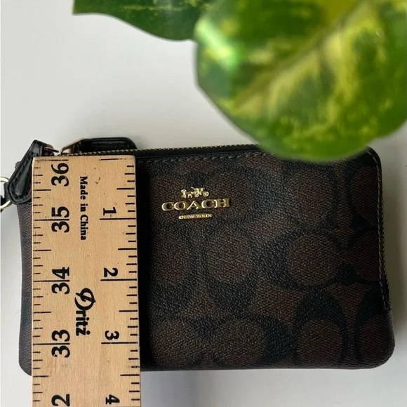 Coach Signature Brown and Black double zip wristlet in Signature Canvas - Picture 6 of 6